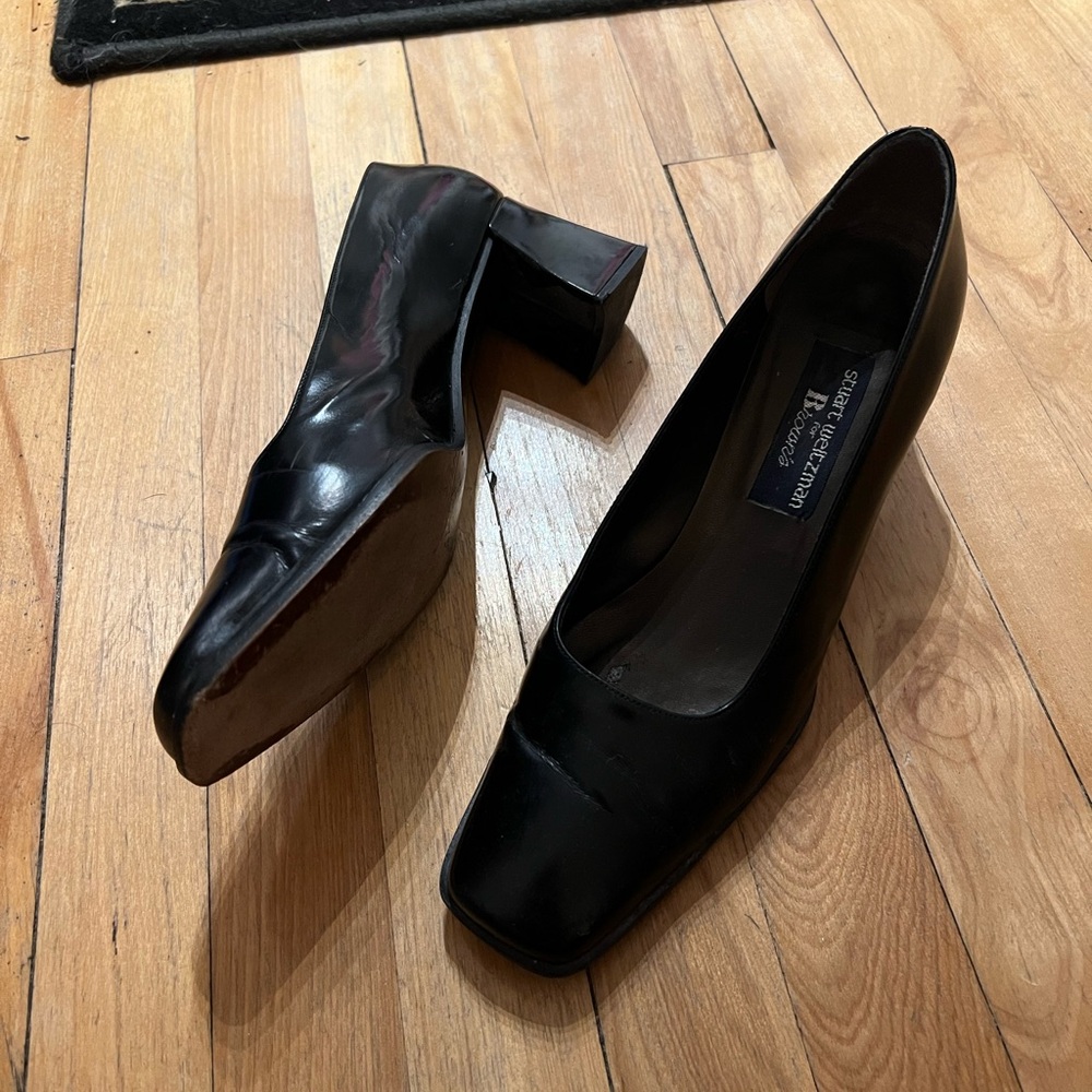 Stuart Weitzman Black Block Heel Pumps